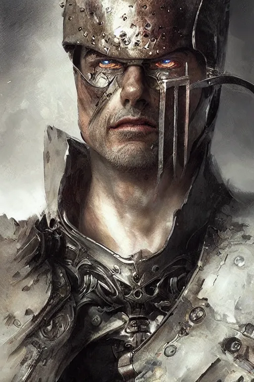 Prompt: Portrait of Tom Cruise as inquisitor medieval, dark, intricate, highly detailed, smooth, artstation, digital illustration by Ruan Jia and Mandy Jurgens and Artgerm and Wayne Barlowe and Greg Rutkowski and Zdislav Beksinski