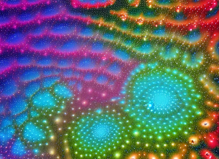 Prompt: fractal rainbow rivers, galactic nebula, highly detailed surrealist art
