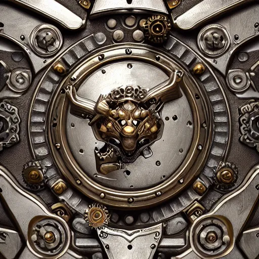 Image similar to A steampunk ornate wolf made of engraved full plate armor and gears, Macro shot by Justin Gerard, unreal engine, physically based rendering