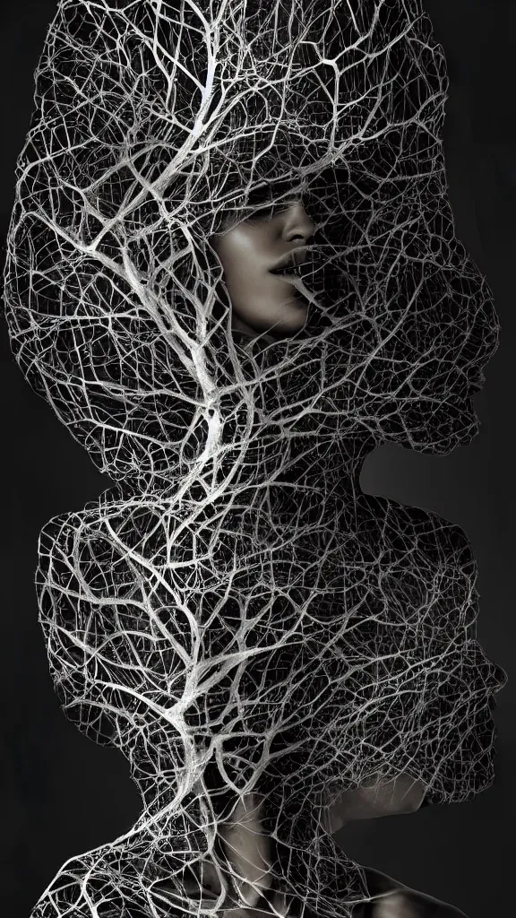 Image similar to tree by ingrid baars, octane render, 4 k, 8 k, sharp, very very stunning, twisted, vanishing, transparent, ethereal, mystical