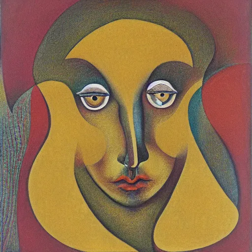 Image similar to floral face portrait by leonetto cappiello and wojciech siudmak and ernst fuchs, anni albers, oil on canvas