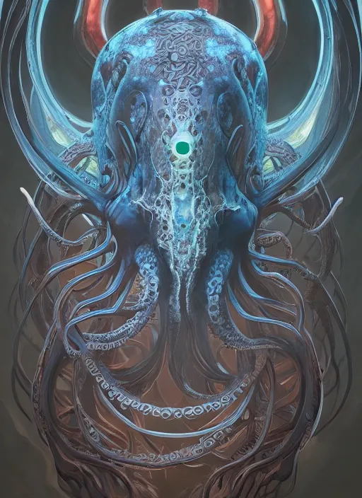 Prompt: symmetry!! portrait of octopus alien in the style of horizon zero dawn, machine face, intricate, elegant, highly detailed, digital painting, artstation, concept art, smooth, sharp focus, illustration, art by artgerm and greg rutkowski and alphonse mucha, 8 k