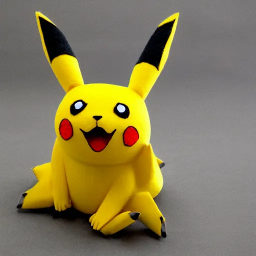 Prompt: Pikachu Sculpture made out of toilet paper