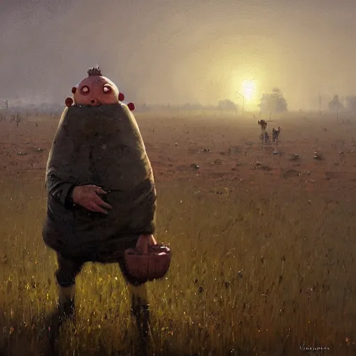 Image similar to onion man by Jakub Rozalski, oil painting on canvas, smug onion head