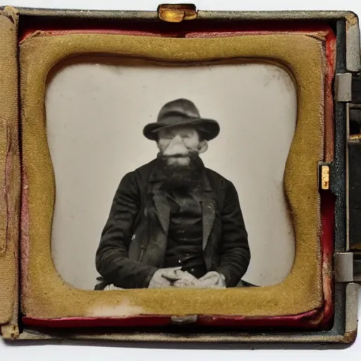 Prompt: a daguerreotypist of a old guy having a lunch