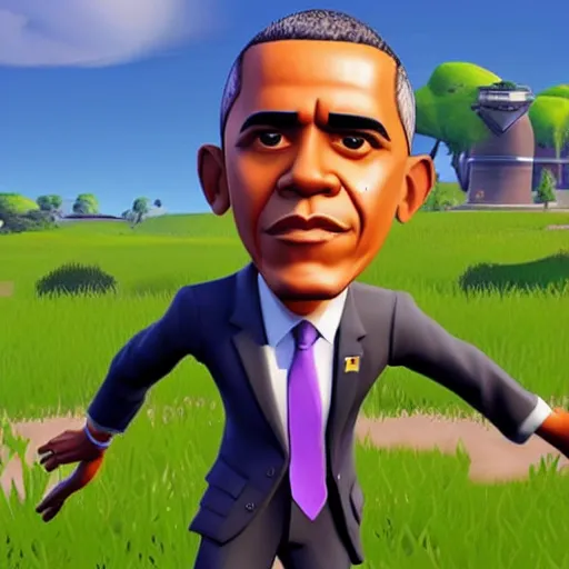 Prompt: a screenshot of barack obama in the video game fortnite, 3 d rendering. unreal engine. amazing likeness. very detailed. cartoon caricature
