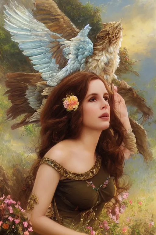 Image similar to Lana Del Rey, Lilia Alvarado, Sophie Anderson, Mark Arian, Bob Byerley, Charlie Bowater, Mark Brooks, Steve Henderson, Justin Gerard, Arthur Hughes, Edward Robert Hughes, Mark Keathley, Victor Nizovtsev, Carlos Shwabe, Ross Tran, WLOP