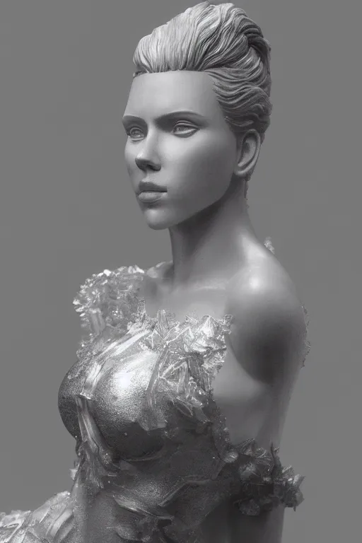 Prompt: a fancy portrait of Scarlett Johansson crystal statue by Greg Rutkowski, Sung Choi, Mitchell Mohrhauser, Maciej Kuciara, Johnson Ting, Maxim Verehin, Peter Konig, final fantasy , mythical, 8k photorealistic, cinematic lighting, HD, high details, atmospheric,