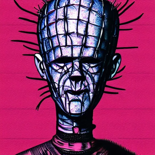 Image similar to Pinhead from Hellraiser, kawaii illustration, detailed, 4k