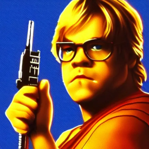 Image similar to portrait of philip seymour hoffman in double dragon video game splash screen