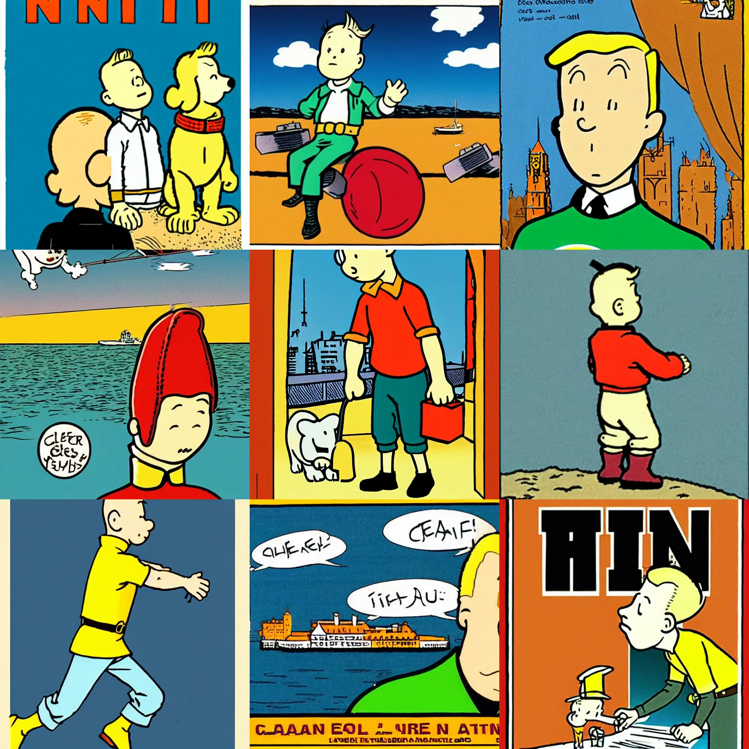 Prompt: clean illustration of tintin, by herge