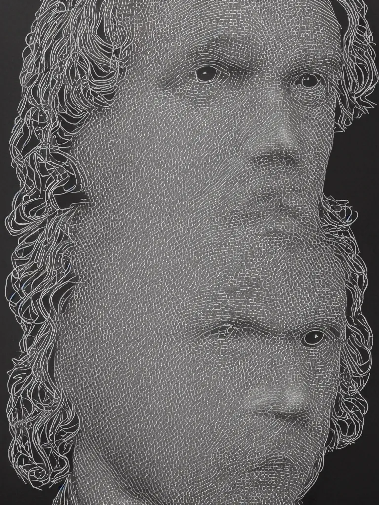 Image similar to wire art portrait of beethoven.