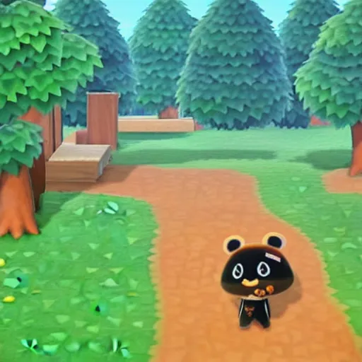 Prompt: Animal Crossing trail cam footage