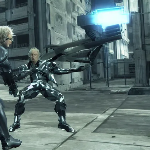 Image similar to hegel versus schopenhauer in metal gear rising : revengeance