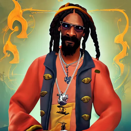 Image similar to Snoop dogg as a pirate in the game Sea of thieves, digital art, trending on artstation