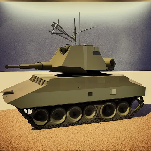 Image similar to futuristic military tank concept art, 3d model, art station