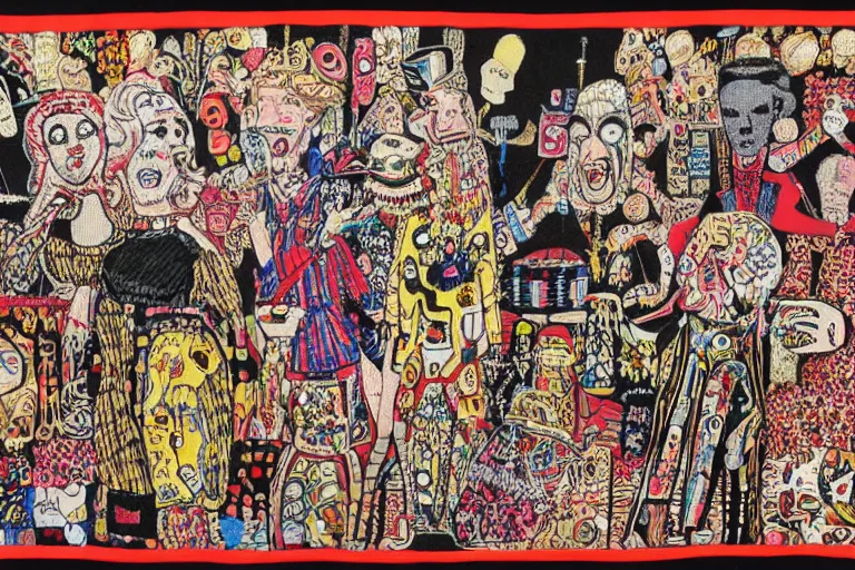 Image similar to cabaret, by grayson perry, intricate tapestry