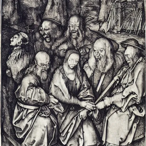 Image similar to gpus go brrr, by albrecht durer ( 1 5 2 3 )