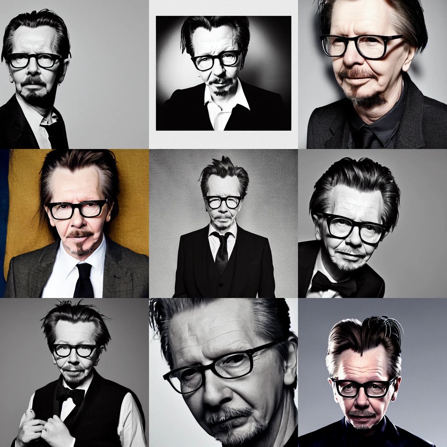 Prompt: gary oldman, his head is a pear, professional photography, studio lighting