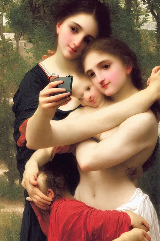 Image similar to iphone selfie by bouguereau