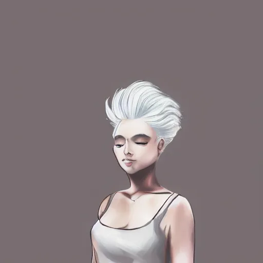 Prompt: a girl with white hair in a hairbun, by paulinaklime