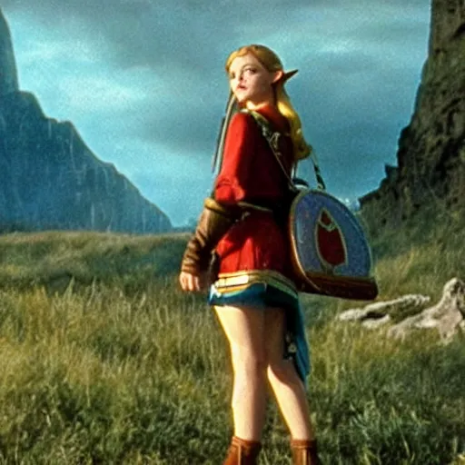 Prompt: Still of a movie adaptation of zelda, cinematic , technicolor