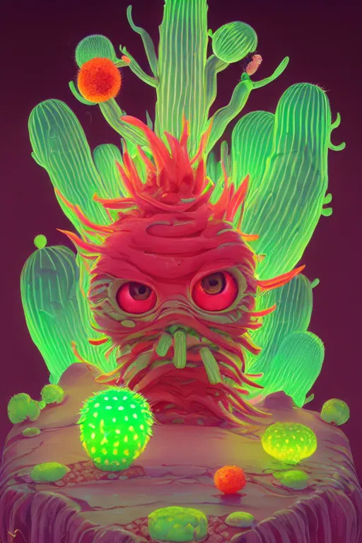 Image similar to roots cactus sushi cristal smurf ghost creature animal sushi cristal very big eye roots cactus elemental flush of force nature micro world fluo fishscale, behance hd by jesper ejsing, by rhads, makoto shinkai and lois van baarle, ilya kuvshinov, rossdraws radiating a glowing aura global illumination ray tracing hdr