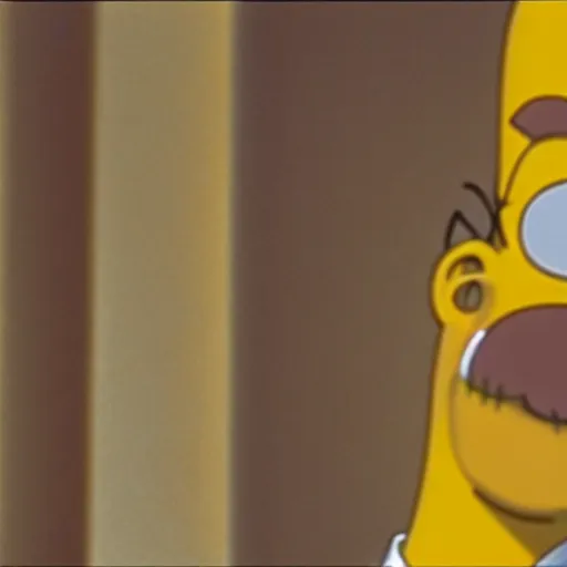 Image similar to a still of homer simpson in psycho