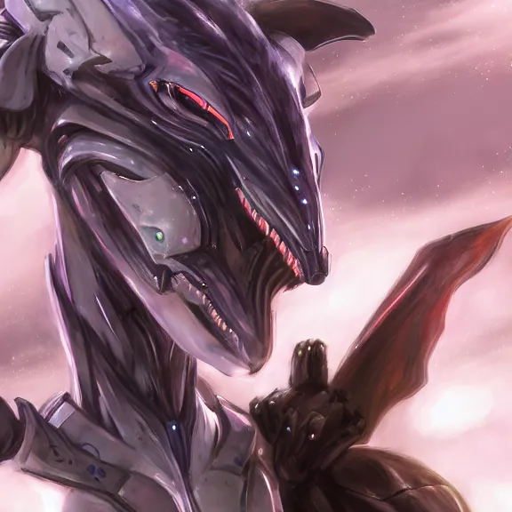 Prompt: cinematic bust shot, two giant elegant beautiful stunning sexy anthropomorphic mecha female dragons, kissing, close up, detailed mawshot, warframe fanart, furry art, dragon art, furaffinity, deviantart, sofurry