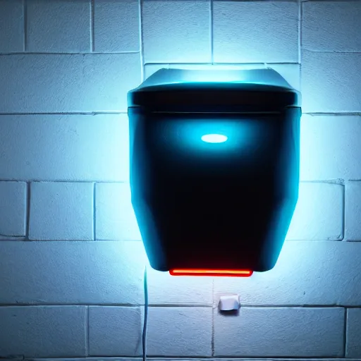 Prompt: gaming toilet paper, neon, sleek, RGB lights