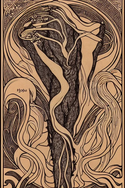 Prompt: Art Nouveau poster of a human placenta branching to infinity. Ultra detailed