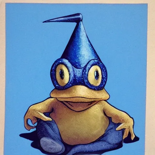 Prompt: toad wearing wizard hat