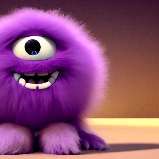 Prompt: a purple fluffy monster, adorable and cute, pixar, octane render, 4k