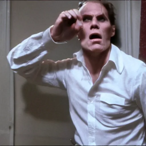 Image similar to Live Action Still of Jerma in The Exorcist, real life, hyperrealistic, ultra realistic, realistic, highly detailed, epic, HD quality, 8k resolution, body and headshot, film still