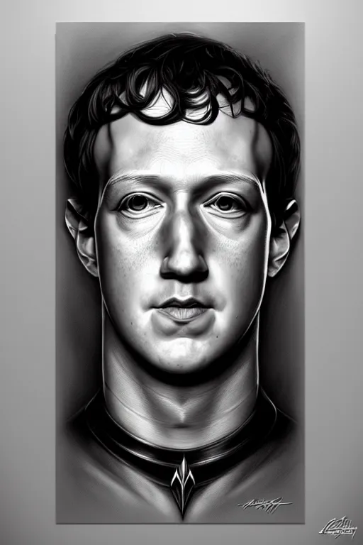 Prompt: Cardassian portrait, mark Zuckerberg, intricate dark designs elegant highly detailed, sharp focus art by artgerm