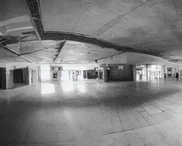 Prompt: camera footage of a gargantuan 15ft spider in an abandoned shopping mall, high exposure, dark, monochrome, camera, grainy, CCTV, security camera footage, timestamp, zoomed in, fish-eye lens, spiders, spider, spider, spider,