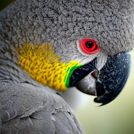 Image similar to award winning nature photograph of a parrot's beak on a koala. focus on the beak. extreme detail, hyperrealistic photo, smooth, trending on artstation