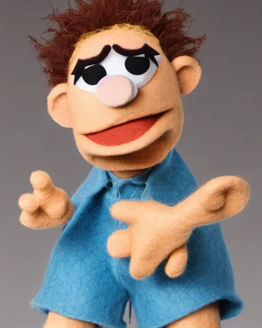 Image similar to adin ross as a muppet. highly detailed felt. hyper real photo. 4 k.