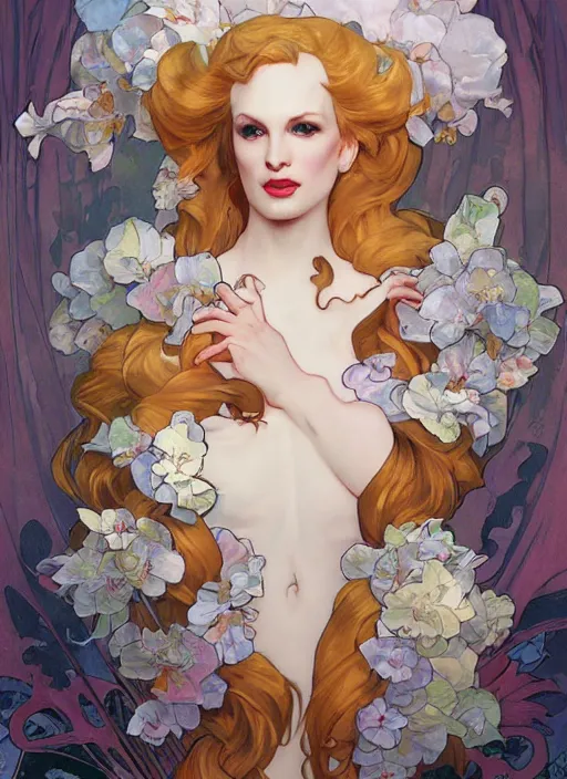 Image similar to jinkx monsoon, painting by artgerm and greg rutkowski and alphonse mucha