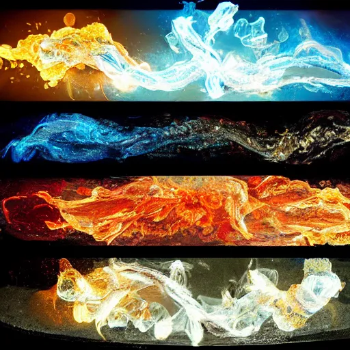 Prompt: water and fire combine in element, real
