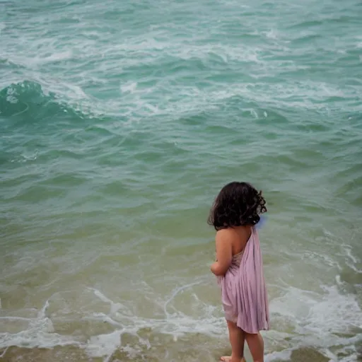 Prompt: girl draped with the ocean