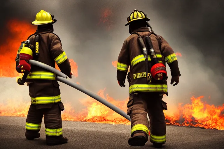 Image similar to fireman, ultra realistic!!!, clear weather, golden hour, sharp focus