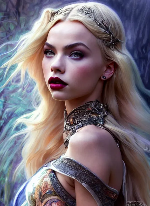 Prompt: ultra realistic illustration, a stunningly beautiful greek gothic goddess of chaos played by jordyn jones and dove cameron and margot robbie and taylor swift and megan fox and adriana lima, intricate, elegant, highly detailed, digital painting, artstation, concept art, smooth, sharp focus, illustration, art by artgerm and greg rutkowski and alphonse mucha