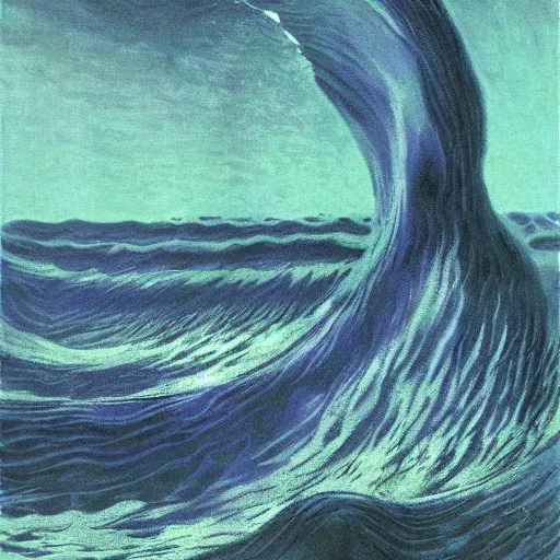 Prompt: water wave flow alien by karel thole and claude monet, oil on canvas