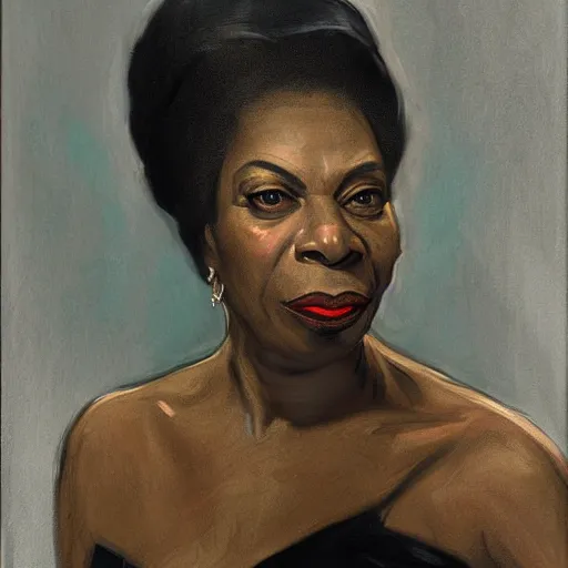 Image similar to portrait nina simone by leng jun and john singer sargent, hyper real