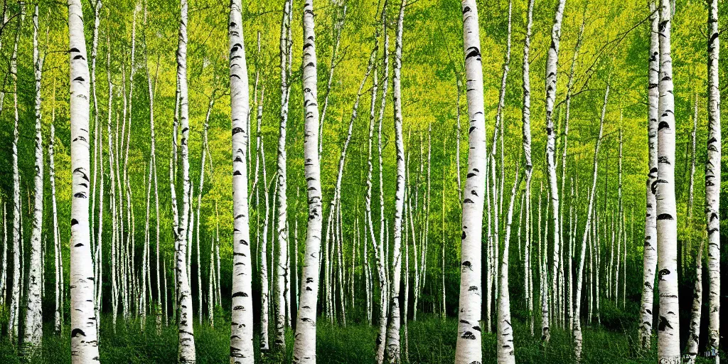 Image similar to lush birch forest, dense vegetation, against light, bright details, contrasting, daylight, highly detailed, by dieter rams 2 0 0 0, national geographic magazine, reportage photo, natural colors