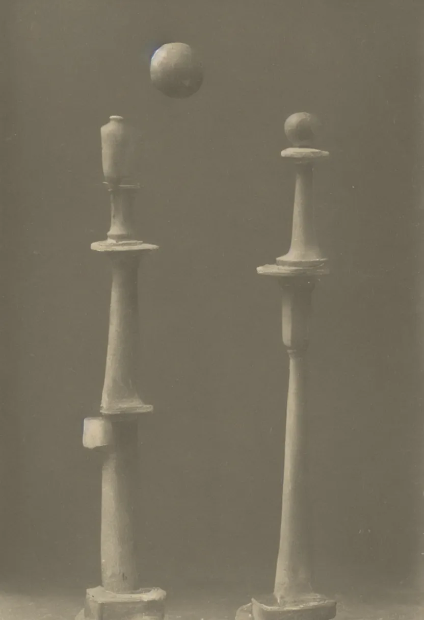 Image similar to One single random everyday object on a pedestal, 1920 vintage photography, courtesy of Centre Pompidou