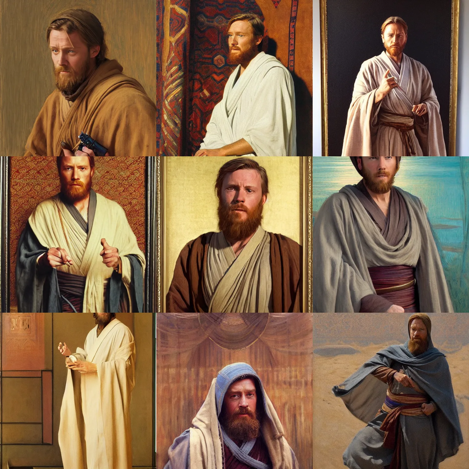 Prompt: orientalism obi - wan kenobi by edwin longsden long and theodore ralli and nasreddine dinet and adam styka, masterful intricate art. oil on canvas, excellent lighting, high detail 8 k