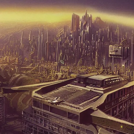 Prompt: terminus city, foundation, asimov, science fiction, cinematic matte painting