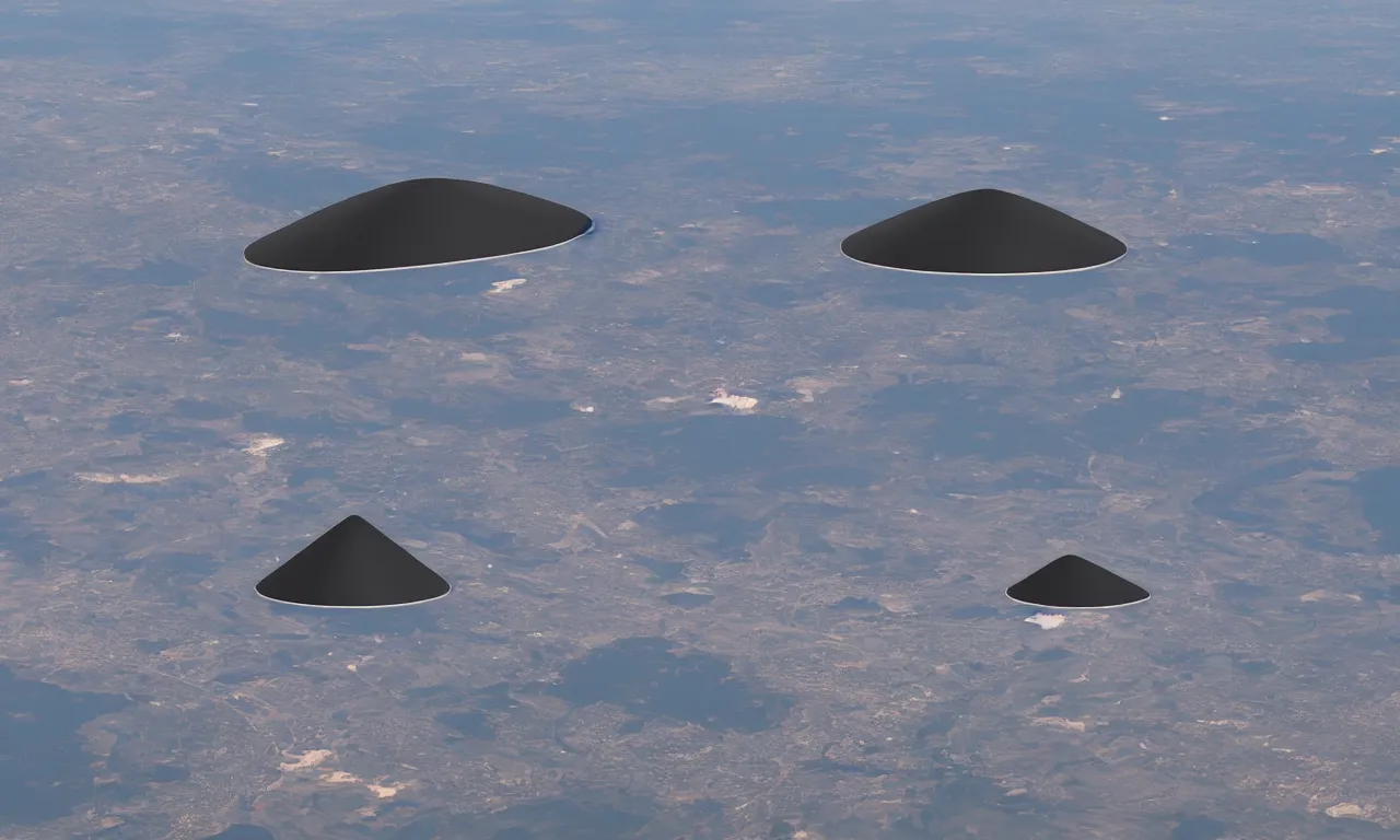 Prompt: tr - 3 b ufo, black triangle, panoramic, wide d. o. p, 8 k